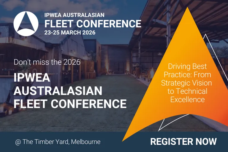 IPWEA Australasian Fleet Conference 2026 promotional advertisement at The Timber Yard Melbourne March 23-25